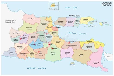 Carte Administrative Et Politique De Jawa Tamerlan De Java Orientale