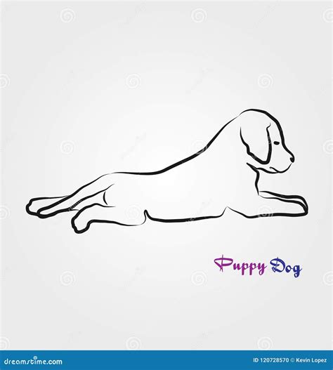 Puppy Dog Laying Down Line Art Vector Stock Vector Illustration Of