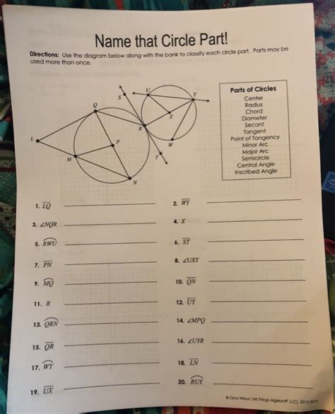 39 Label Parts Of A Circle Worksheet