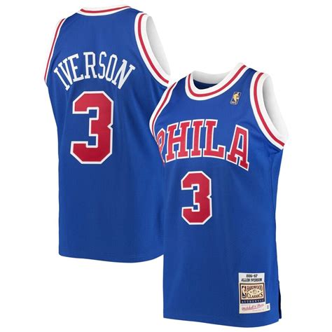philadelphia 76ers allen iverson mitchell and ness royal 1996 hardwood classics authentic jersey