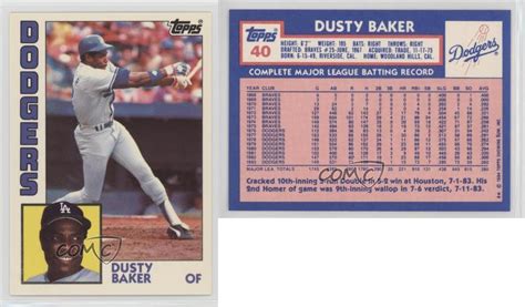 1984 Topps Tiffany 40 Dusty Baker Los Angeles Dodgers Baseball Card Ebay