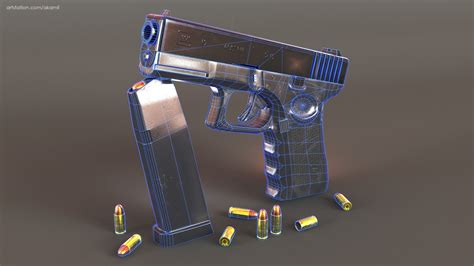 3d Model Glock 19 Pbr Low Poly Vr Ar Low Poly Cgtrader