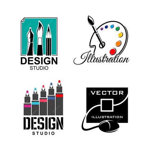 Premium Vector Graphic Designer Or Design Studio Vector Icons