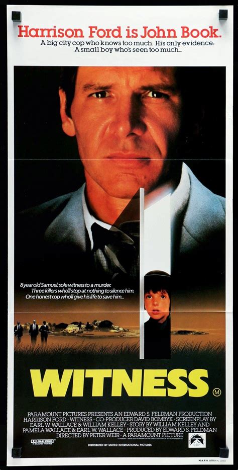 Witness 1985 Movie Posters Harrison Ford Movie Posters Vintage
