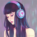 Headphones Art, Girl With Headphones, Music Drawings, Girly Drawings ...