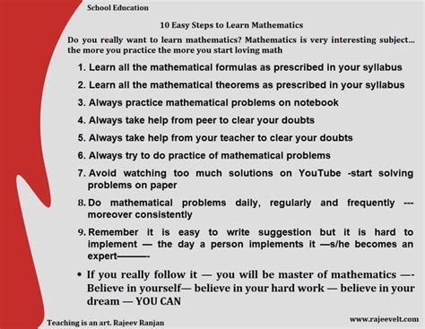 10 Easy Steps To Learn Mathematics Students Problems And Their Easy