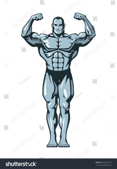 Muscle Bodybuilder Man Flexing His Muscles Stock Vector Royalty Free