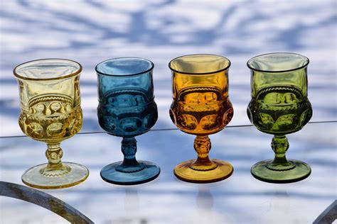 Vintage Multi Colored Wine Glasses Set Of 4 Circa 1950 S Tiffin Franciscan Vintage Heavy