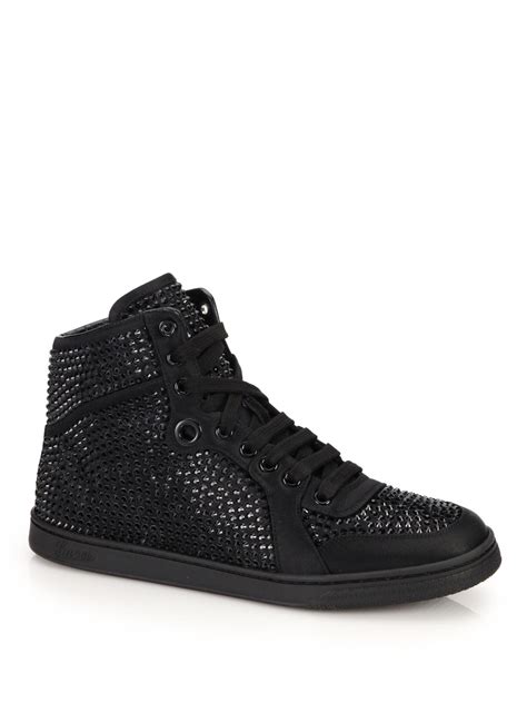 Gucci Coda Crystal Studded High Top Sneakers In Black Lyst