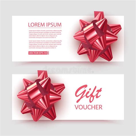 Voucher Template With Red Bow Ribbons Design Usable For T Coupon