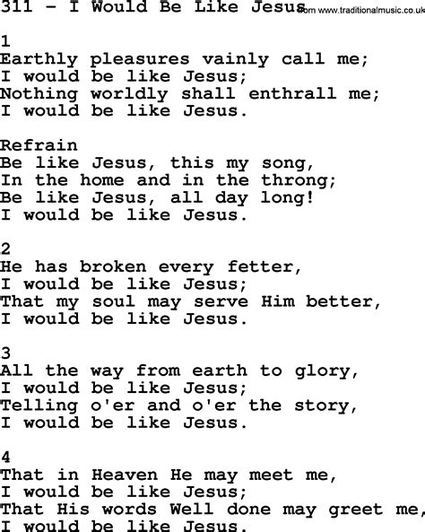 Adventist Hymnal Song 311 I Would Be Like Jesus With Lyrics Ppt