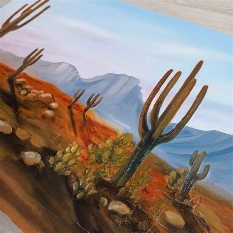 Desert Painting Cactus Original Art Sunset Painting On Canvas Etsy