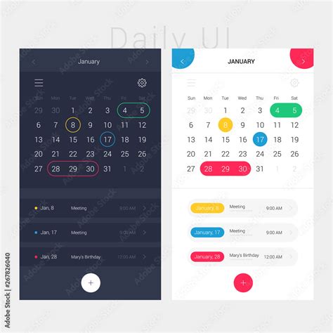 Modern App Design Calendar And Planner Daily Ui Web Interface