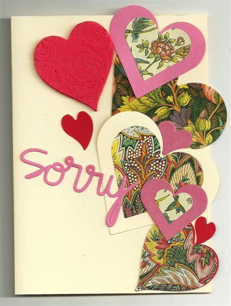 Sorry Card With Hearts Cards Handmade Hand Crafted Cards Card Craft