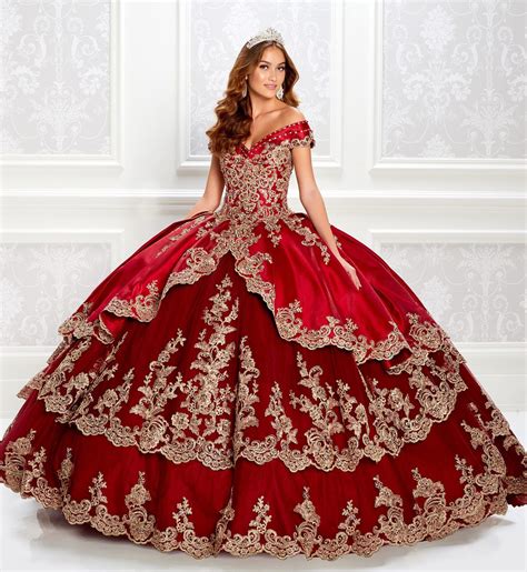 Princesa By Ariana Vara Pr22029 Quinceanera Dress 00 Ruby Gold Red Quinceanera Dresses