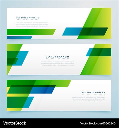 Green Business Style Geometric Banners Set Vector Image