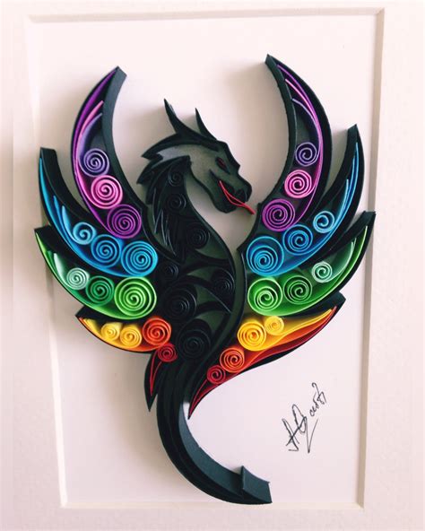 Quilled Paper Art Rainbow Dragonunique T Dragon Etsy In 2020