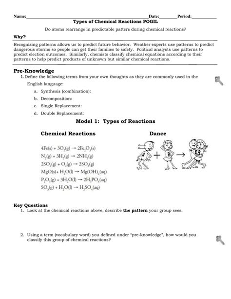 Type Of Chemical Reactions Pogil Answers → Waltery Learning Solution