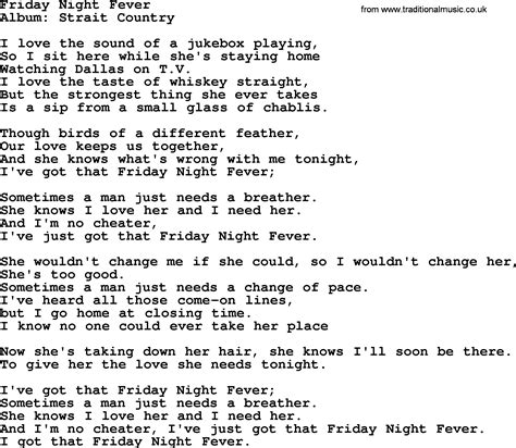 Friday Night Fever By George Strait Lyrics