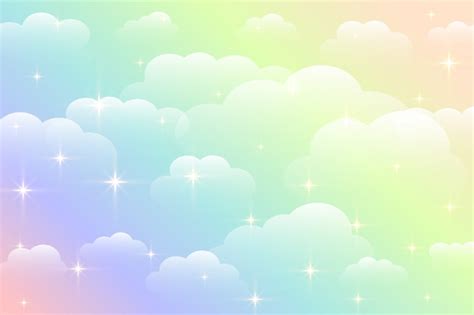 Free Vector Dreamy Rainbow Color Beautiful Clouds Background