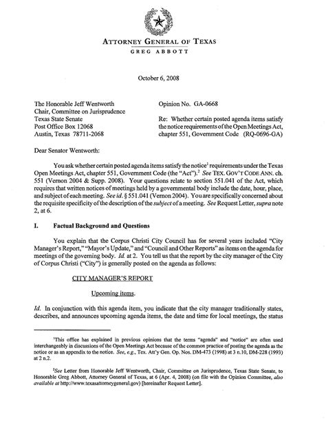 Texas Attorney General Opinion Ga 0668 Page 1 Of 7 The Portal To