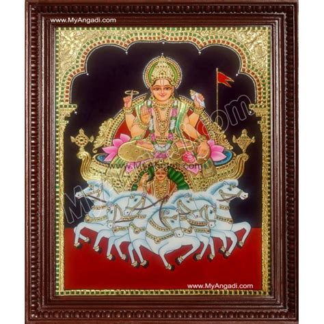 Suryanarayanan Lord Surya Dev Tanjore Painting