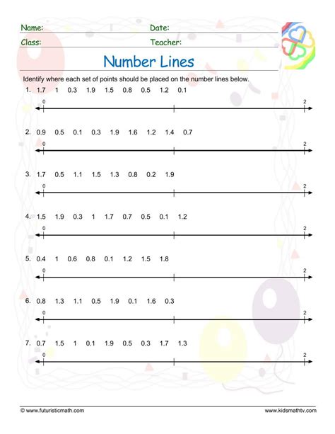 Fraction And Decimal Number Line Worksheets