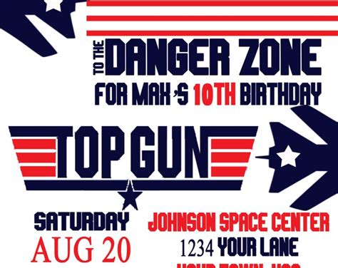 Top Gun Theme Birthday Invitation Etsy