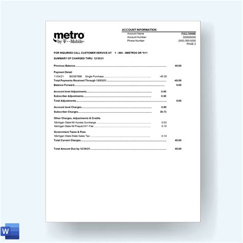 Metro By TMobile Bill Statement Template – MbcVirtual
