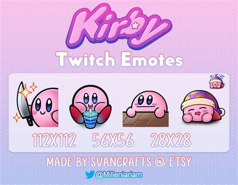 Kirby Twitch Emote Pack Etsy