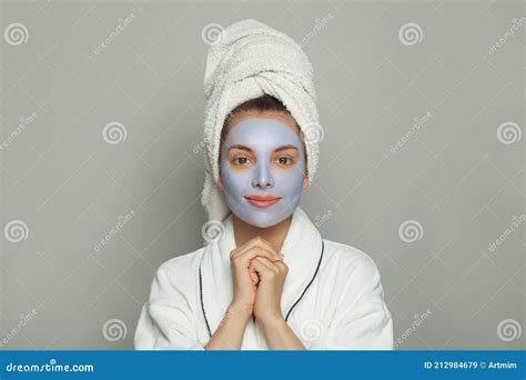 Cute Spa Woman In Cosmetic Face Mask Portrait Facial Treatment And