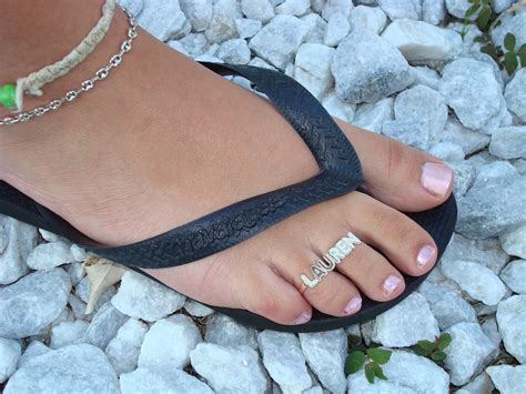 Two Toe Name Ring Second Toe Womens Flip Flop Name Rings