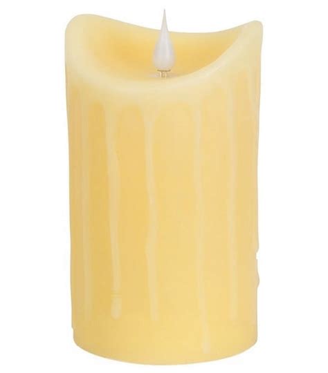 Melrose 525 Prelit Led Simplux Dripping Wax Flameless Pillar Candle With Moving Flame Ivory