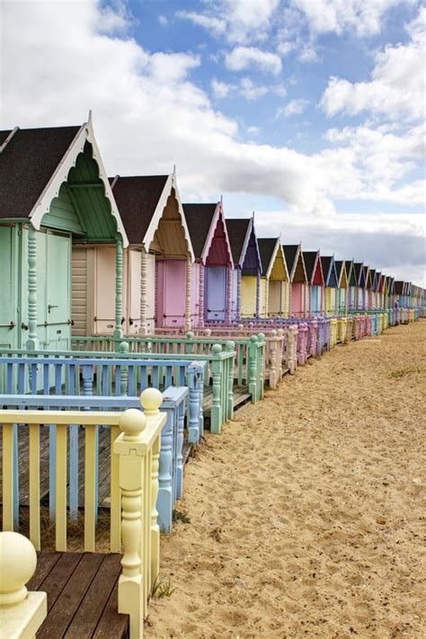 Row Of Colourful Beach Huts Stock Photo Image Of Green Blue 26731188