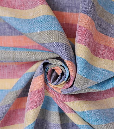 100 Linen Fabric Multi Stripe Yd Joann