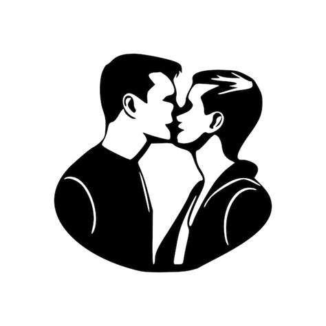 premium vector gay couple kissing lgbt pride black outlines isolated vector illustration