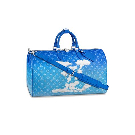 Luxury Louis Vuitton Keepall Bandouliere 50 Clouds Blue Fw20 M45428