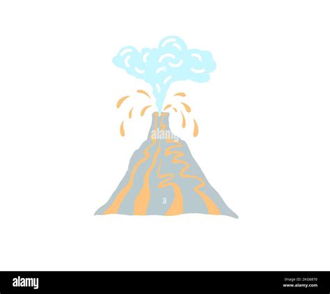 Volcán En Erupción Con Humo Y Salpicaduras De Lava Ilustración De