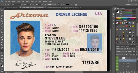 Arizona Drivers License Template Card Template