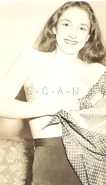 ORIGINAL VINTAGE 1940S 50S Semi Nude RP Long Hair Only In Her Panties