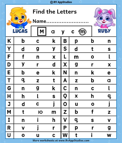 Find The Letters Worksheets Free Alphabet Printables