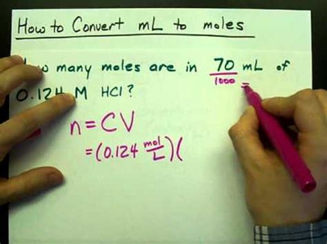 How to Convert mL to moles Volume to Moles Concentration -