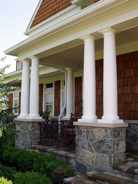 Polystone® Fiberglass Columns Paired Columns On Porch Residential Exterior Showhouses Porch