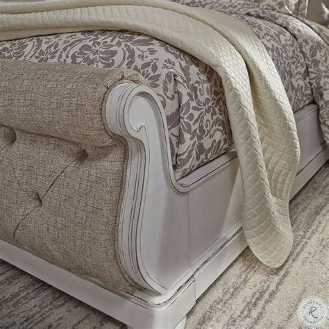 Magnolia Manor Antique White King Upholstered Sleigh Bed From Liberty