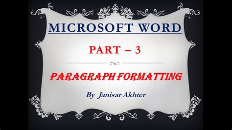 Learn Microsoft Word Paragraph Formatting Youtube