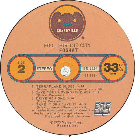 Foghat Fool For The City Album