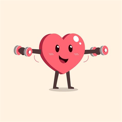 Cartoon Heart Character Doing Dumbbell Lateral Raise Exercise Training