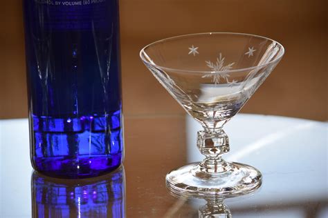 Vintage Etched Cocktail Martini Glasses Set Of 6 Unique Vintage Etched Starburst With Square