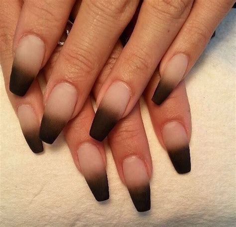 Black Matte Ombré Nails Faded Nails French Fade Nails Ombre Nails