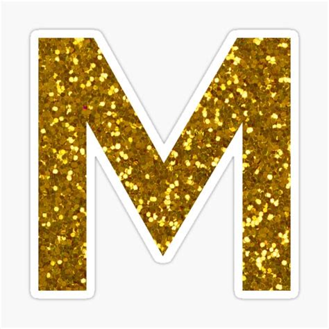 Letter M Glitter Stickers Redbubble Floral Initial Gold Monogram